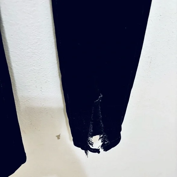 Forever 21 Black Super High Waisted Distressed Skinny Split Hem Denim Jeans - Picture 6 of 8